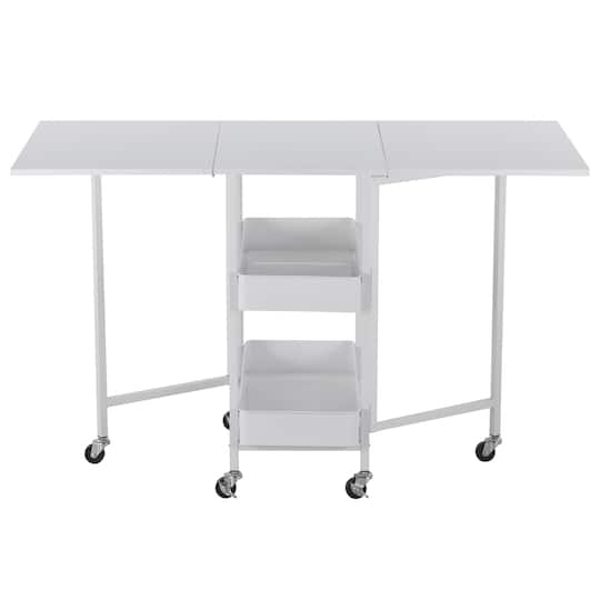 Kensington Table Rolling Cart By Simply, Folding Craft Table With Wheels